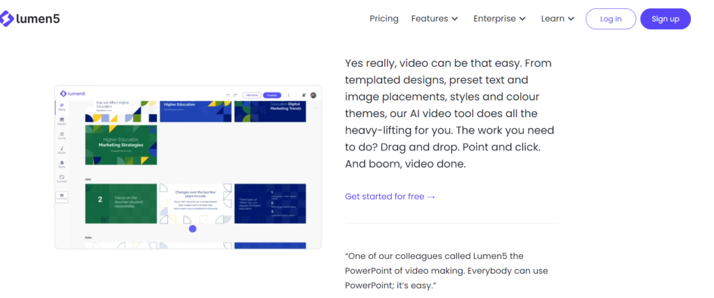 Lumen5 Interface